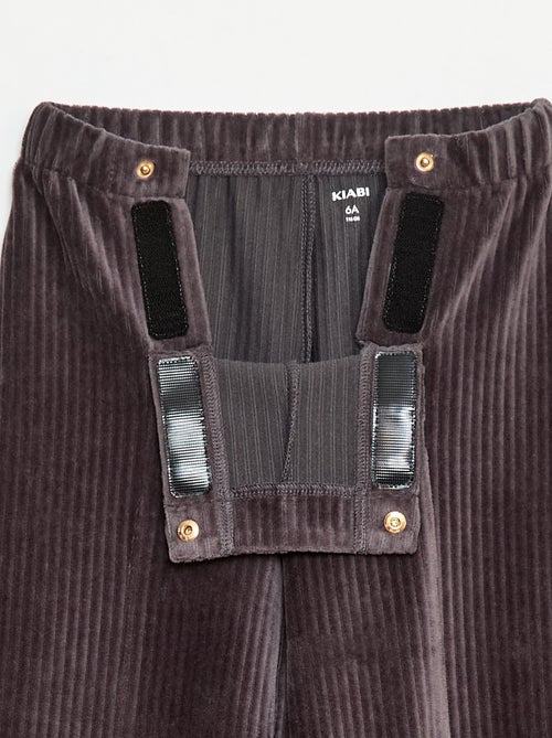 Pantalon en velours avec ouverture double par pressions - collection facile à enfiler - Kiabi