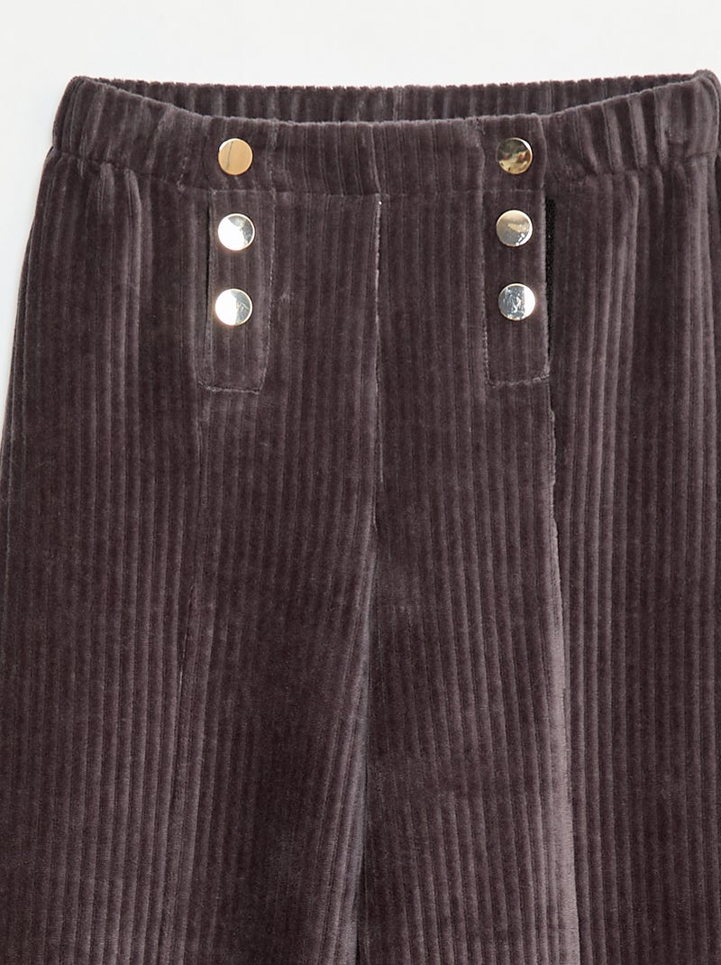 Pantalon en velours avec ouverture double par pressions - collection facile à enfiler Noir - Kiabi