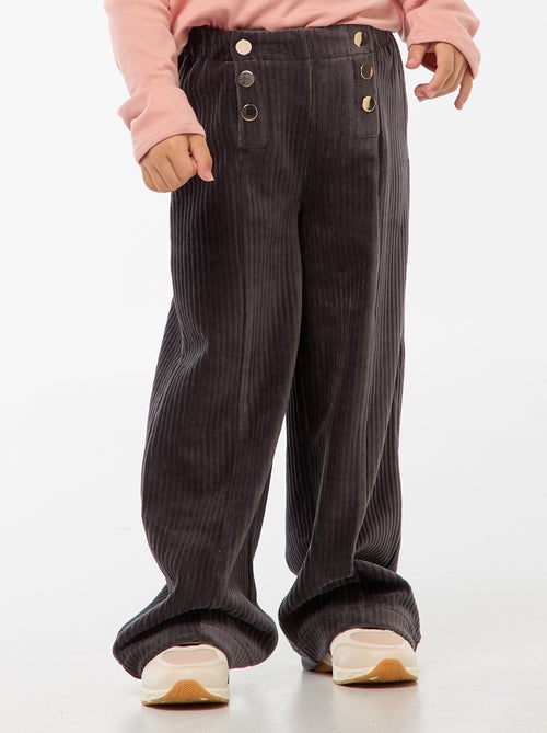 Pantalon en velours avec ouverture double par pressions - collection facile à enfiler - Kiabi