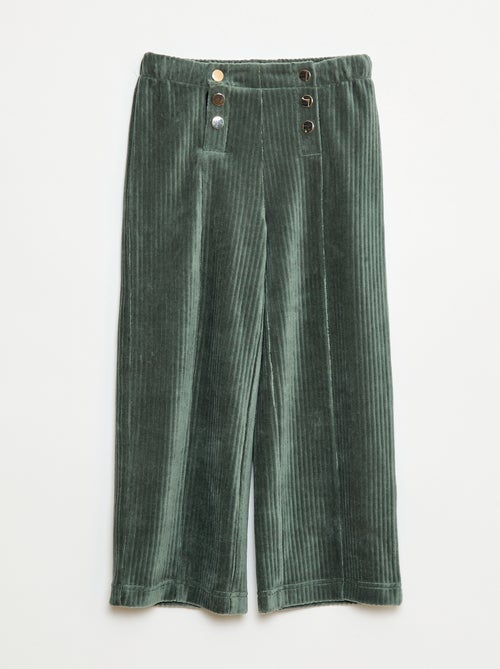 Pantalon en velours avec ouverture double par pressions - collection facile à enfiler - Kiabi