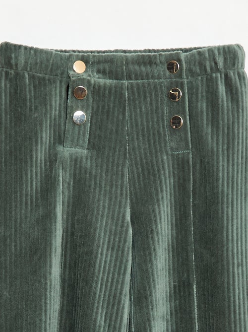 Pantalon en velours avec ouverture double par pressions - collection facile à enfiler - Kiabi
