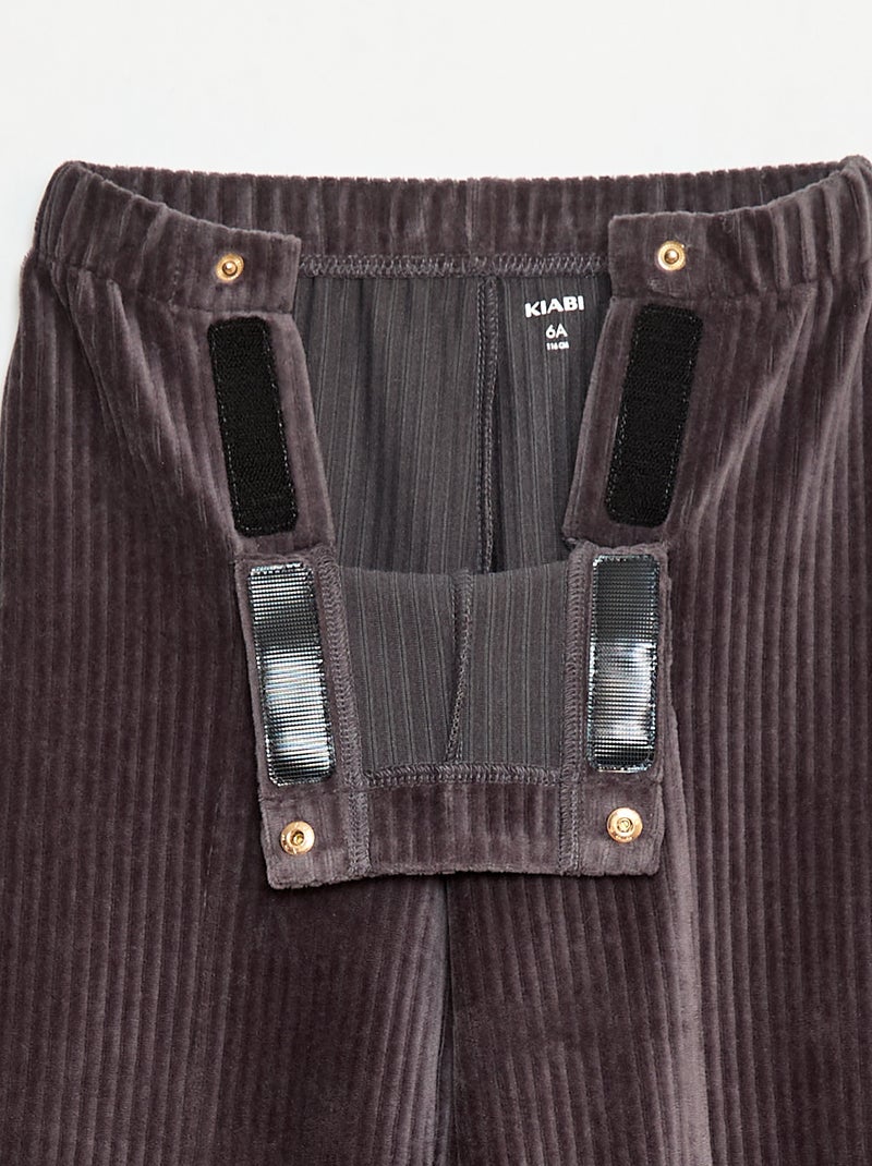 Pantalon en velours avec ouverture double par pressions - So Easy Noir - Kiabi