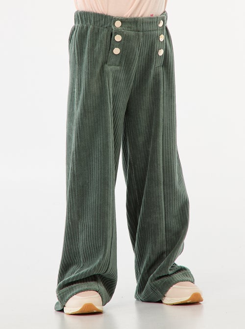 Pantalon en velours avec ouverture double par pressions - So Easy - Kiabi