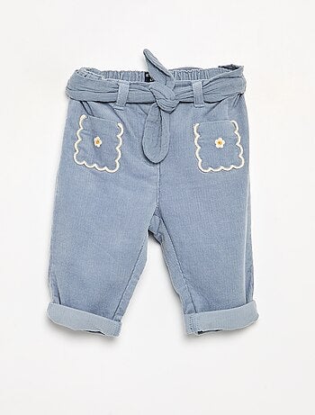 Pantalon en velours avec poches brodées