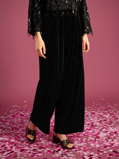 Pantalon en velours avec strass - Kiabi