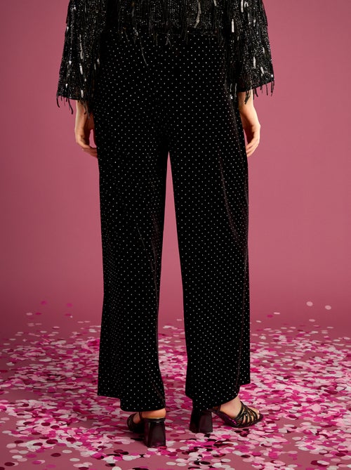 Pantalon en velours avec strass - Kiabi