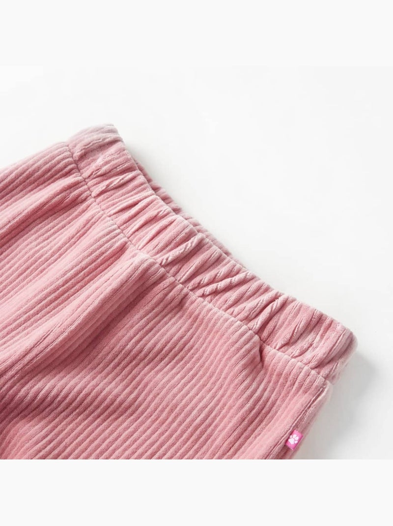 Pantalon en velours côtelé à jambes larges taille élastique - vidaxl Rose - Kiabi