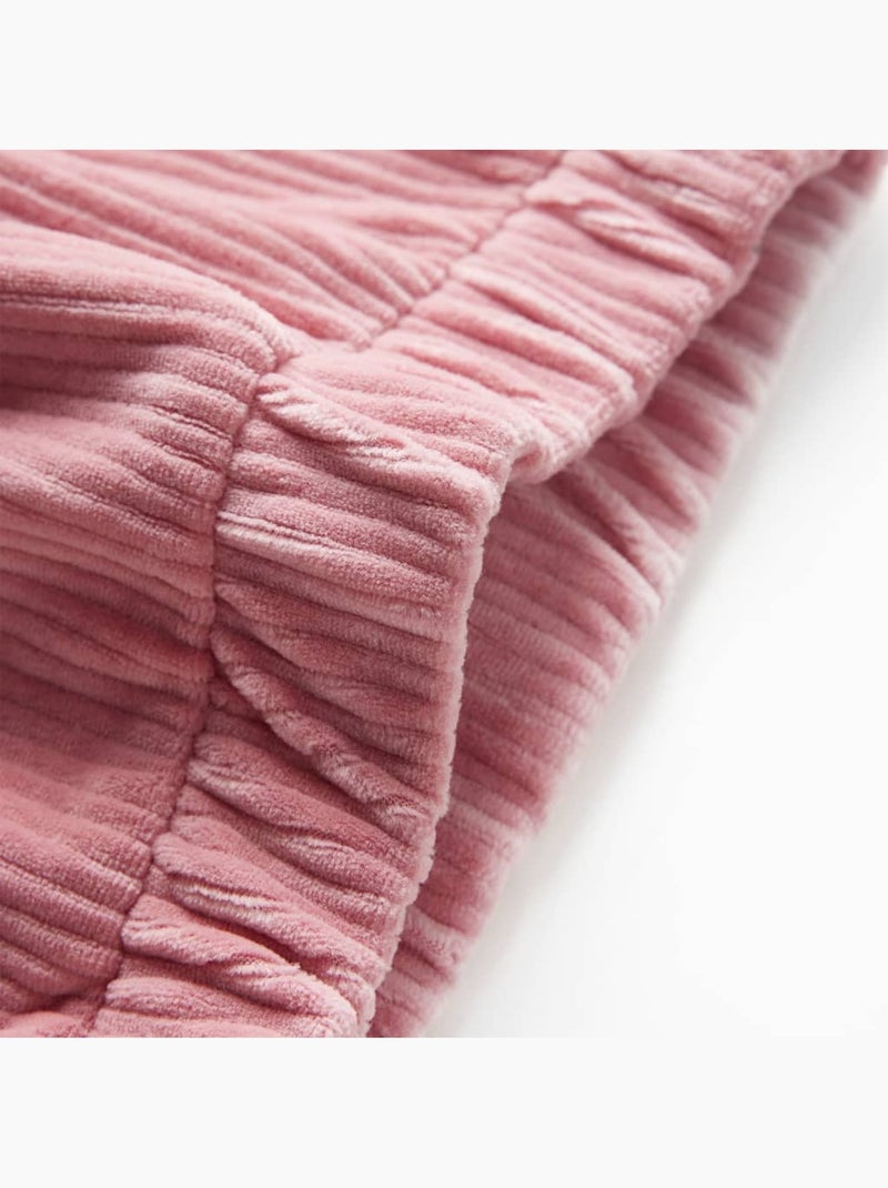 Pantalon en velours côtelé à jambes larges taille élastique - vidaxl Rose - Kiabi