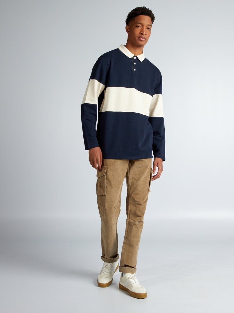 Pantalon en velours côtelé à multi poches + d'1m90 Beige - Kiabi