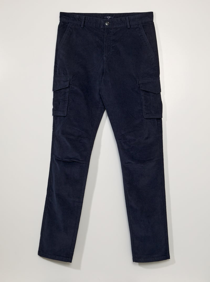 Pantalon en velours côtelé à multi poches + d'1m90 Bleu - Kiabi