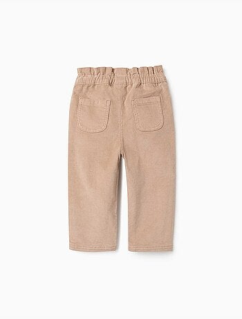 Pantalon en velours côtelé à taille paperbag avec volants