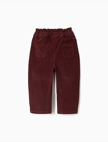 Pantalon en velours côtelé à taille paperbag avec volants