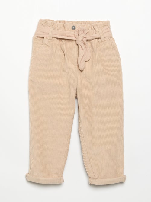 Pantalon en velours côtelé avec ceinture incluse - Kiabi