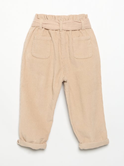 Pantalon en velours côtelé avec ceinture incluse - Kiabi