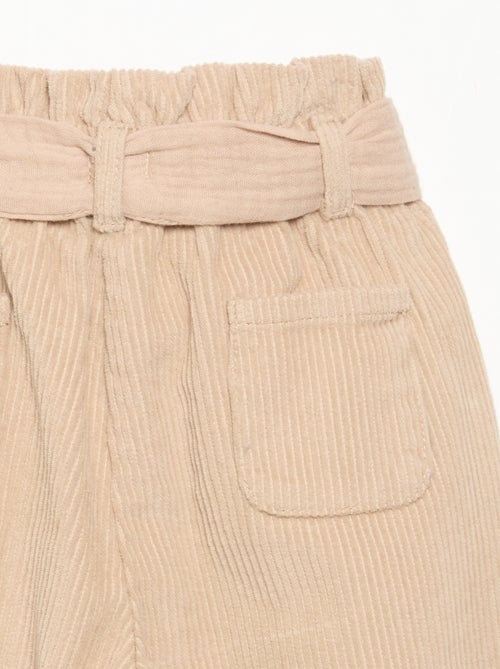 Pantalon en velours côtelé avec ceinture incluse - Kiabi