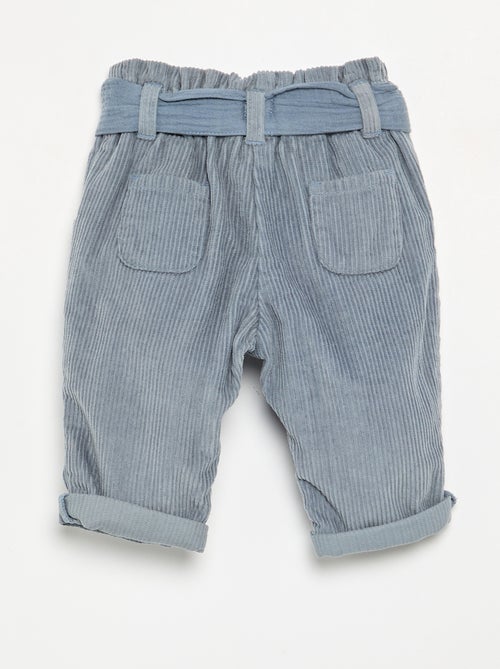 Pantalon en velours côtelé avec ceinture incluse - Kiabi