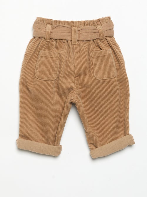 Pantalon en velours côtelé avec ceinture incluse - Kiabi