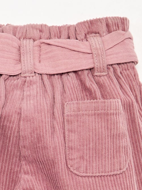 Pantalon en velours côtelé avec ceinture incluse - Kiabi