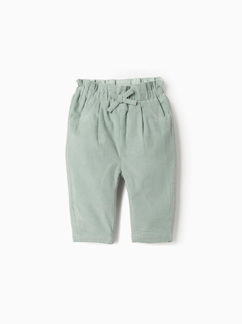 Pantalon en Velours Côtelé avec Nœud Vert - Kiabi