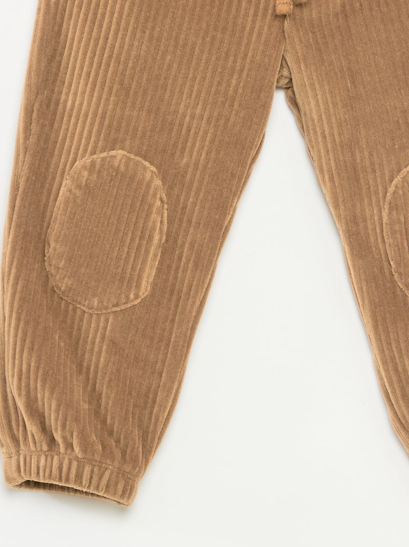 Pantalon en velours côtelé avec taille élastiquée Beige - Kiabi