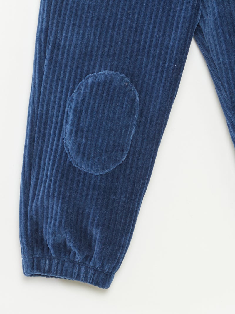 Pantalon en velours côtelé avec taille élastiquée Bleu - Kiabi