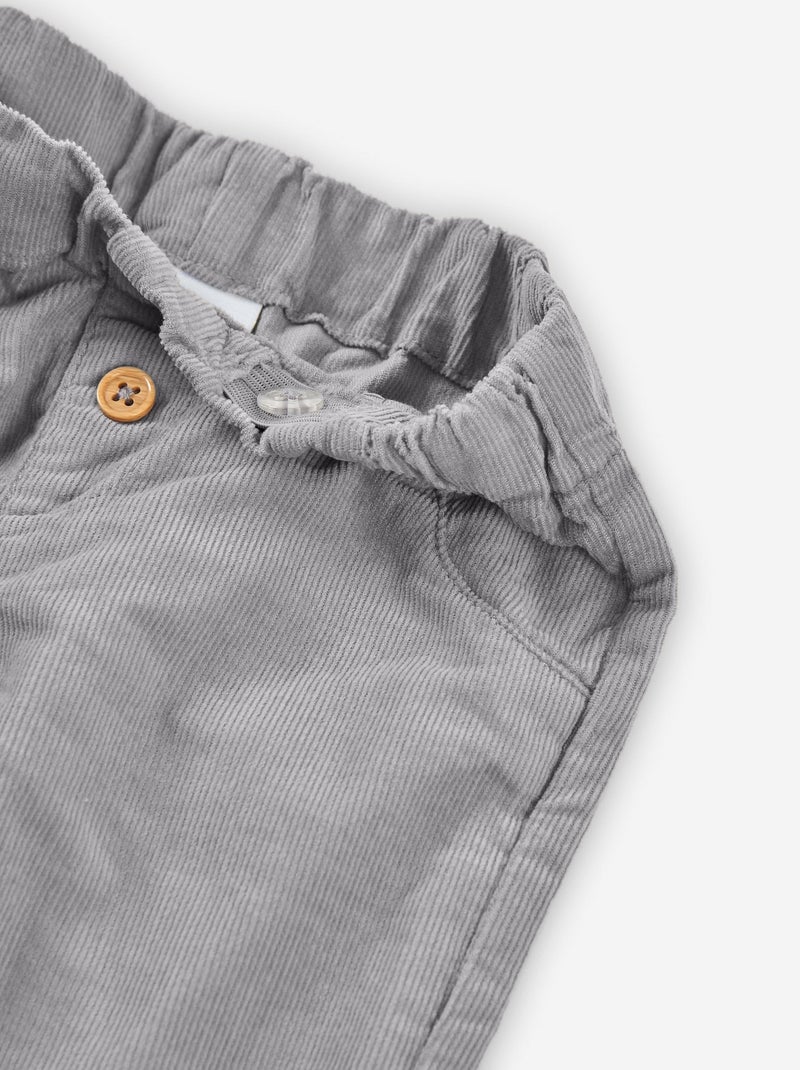 Pantalon en velours côtelé avec taille et ourlet élastiques Gris clair - Kiabi