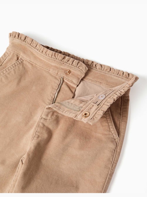 Pantalon en velours côtelé avec taille paperbag à volants - Kiabi Pantalon en velours côtelé avec taille paperbag à volants - Kiabi