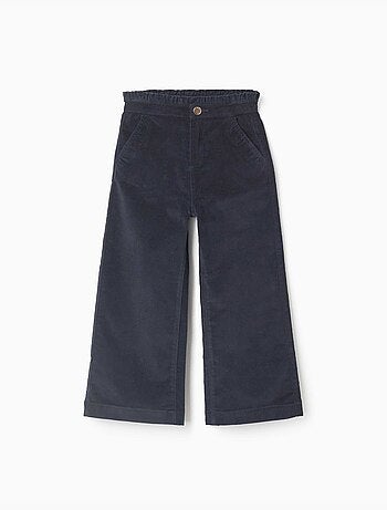 Pantalon en velours côtelé avec taille paperbag à volants