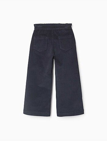 Pantalon en velours côtelé avec taille paperbag à volants