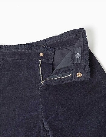 Pantalon en velours côtelé avec taille paperbag à volants