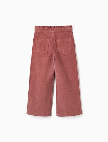 Pantalon en velours côtelé avec taille paperbag à volants