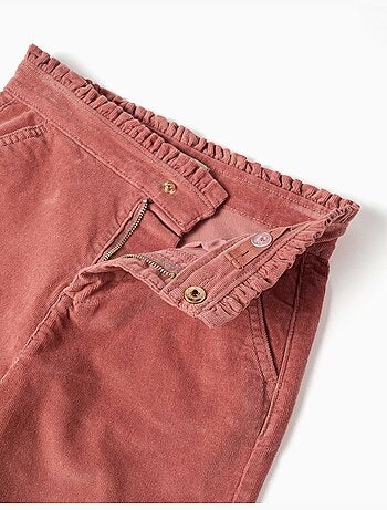 Pantalon en velours côtelé avec taille paperbag à volants