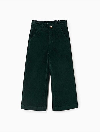 Pantalon en velours côtelé avec taille paperbag à volants