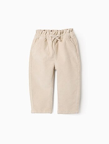 Pantalon en Velours Côtelé avec Taille Paperbag