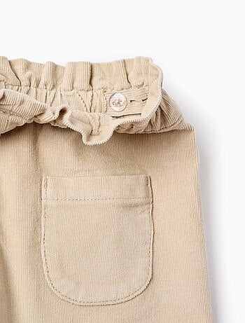 Pantalon en Velours Côtelé avec Taille Paperbag