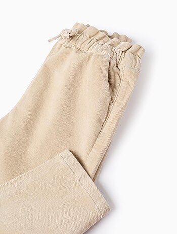 Pantalon en Velours Côtelé avec Taille Paperbag