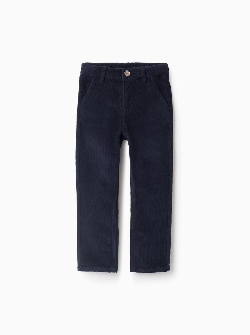 Pantalon en Velours Côtelé Bleu foncé - Kiabi