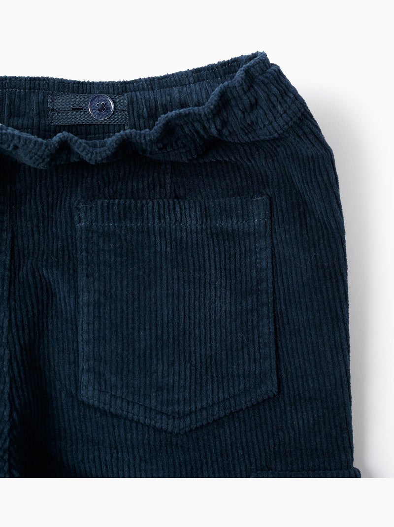Pantalon en Velours Côtelé Cargo Bleu foncé - Kiabi