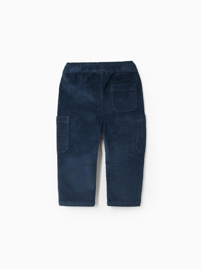 Pantalon en Velours Côtelé Cargo Bleu foncé - Kiabi