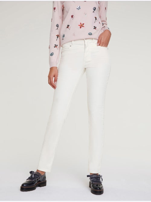 Pantalon en velours côtelé coupe droite avec poches - taille courte - helline - Kiabi