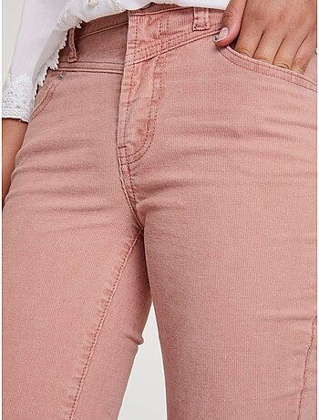 Pantalon en velours côtelé coupe droite avec poches - Taille courte - Helline