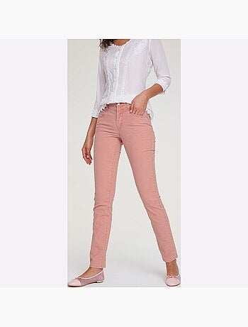 Pantalon en velours côtelé coupe droite avec poches - taille courte - helline