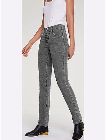 Pantalon en velours côtelé coupe droite avec poches - Taille courte - Helline
