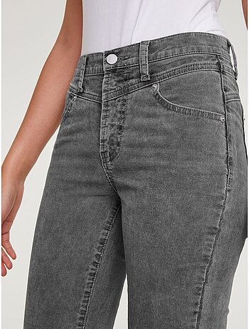 Pantalon en velours côtelé coupe droite avec poches - Taille courte - Helline