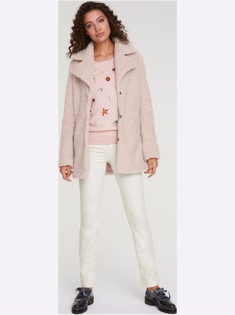 Pantalon en velours côtelé coupe droite avec poches - taille standard - helline Blanc cassé - Kiabi