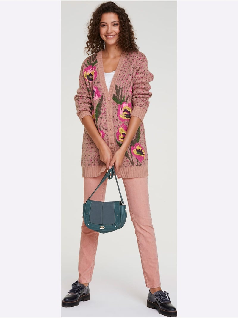 Pantalon en velours côtelé coupe droite avec poches - taille standard - helline Bois de rose - Kiabi