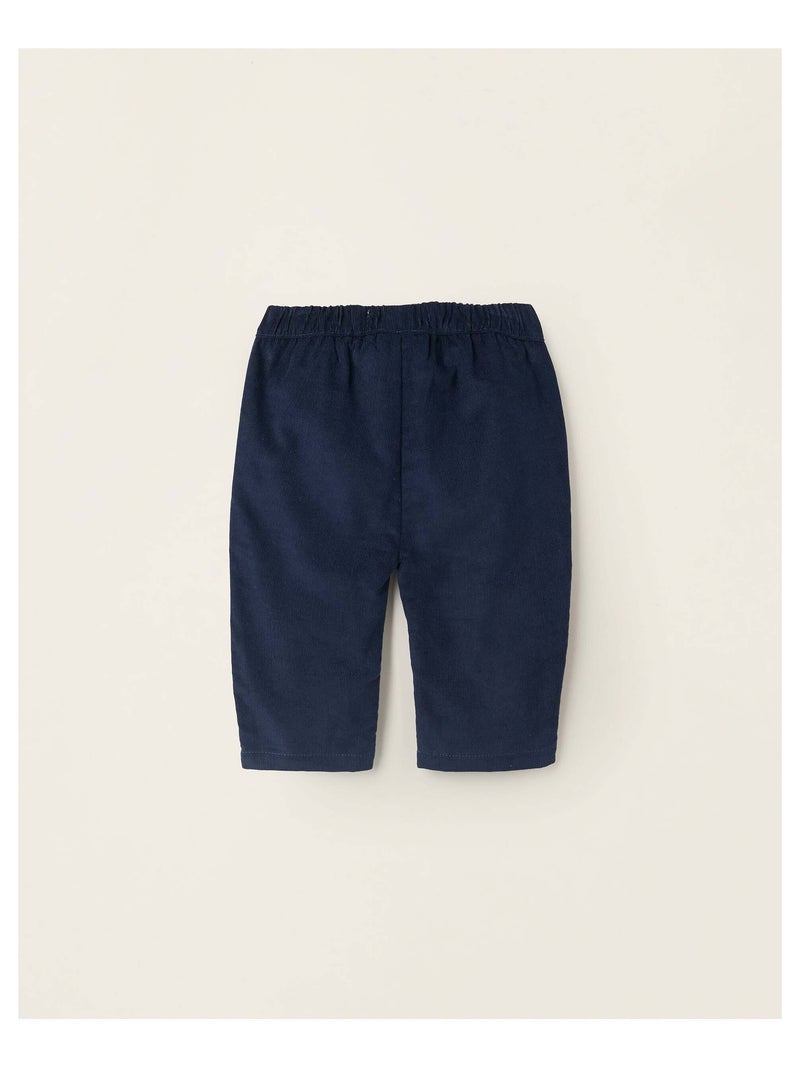 Pantalon en Velours Côtelé en Coton Bleu foncé - Kiabi