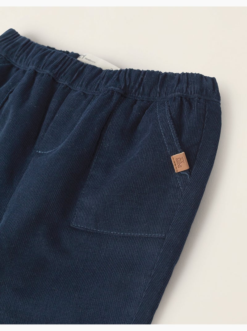 Pantalon en Velours Côtelé en Coton Bleu foncé - Kiabi