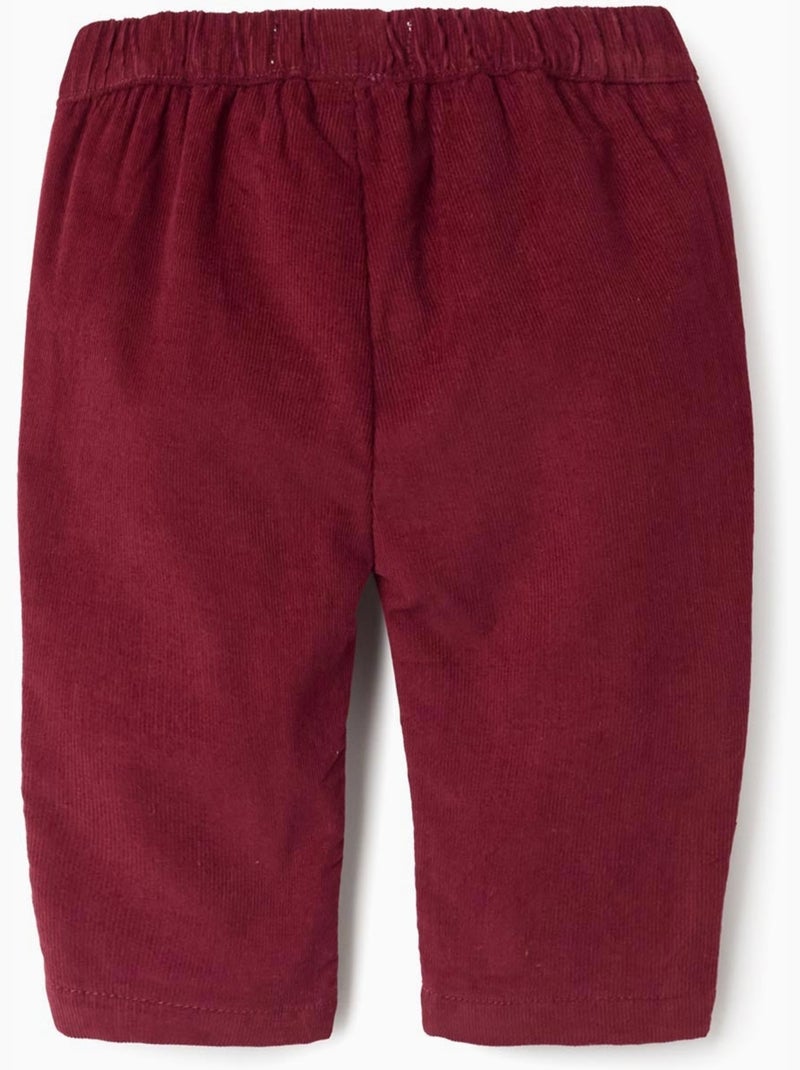 Pantalon en Velours Côtelé en Coton Rouge foncé - Kiabi