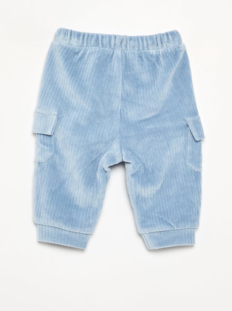 Pantalon en velours côtelé et poches cargo Bleu - Kiabi